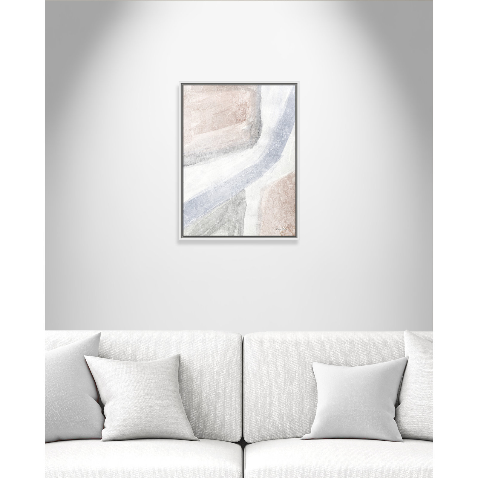 Helmsford "Soften 1" Painting, 25.5" H x 19.5" W x 2" D, White