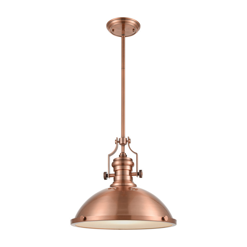 Luminaire suspendu 1 lumière de large 13 po Chadwick - cuivre antique, H 14 po x l 13 po x P 13 po, Cuivre, Cuivre
