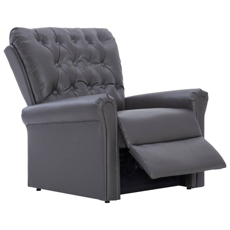 Reclining Chair, Gray Faux Leather