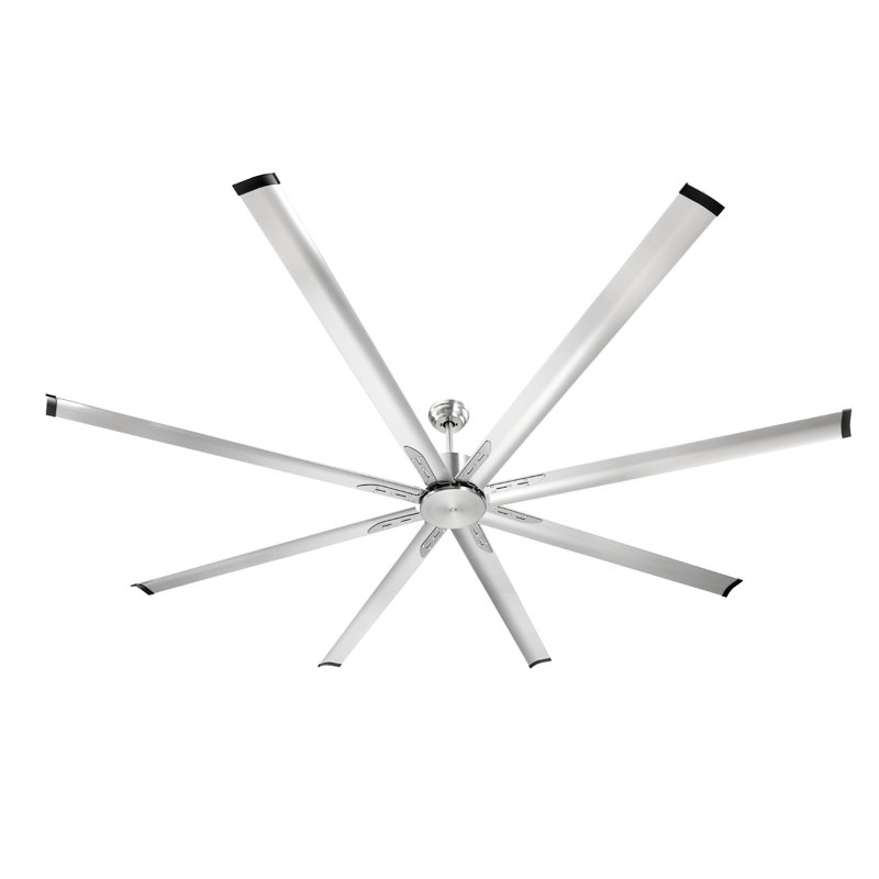 Ventilateur de plafond en aluminium avec moteur CC réversible sans lumière, Argent argent, 96 po de largeur