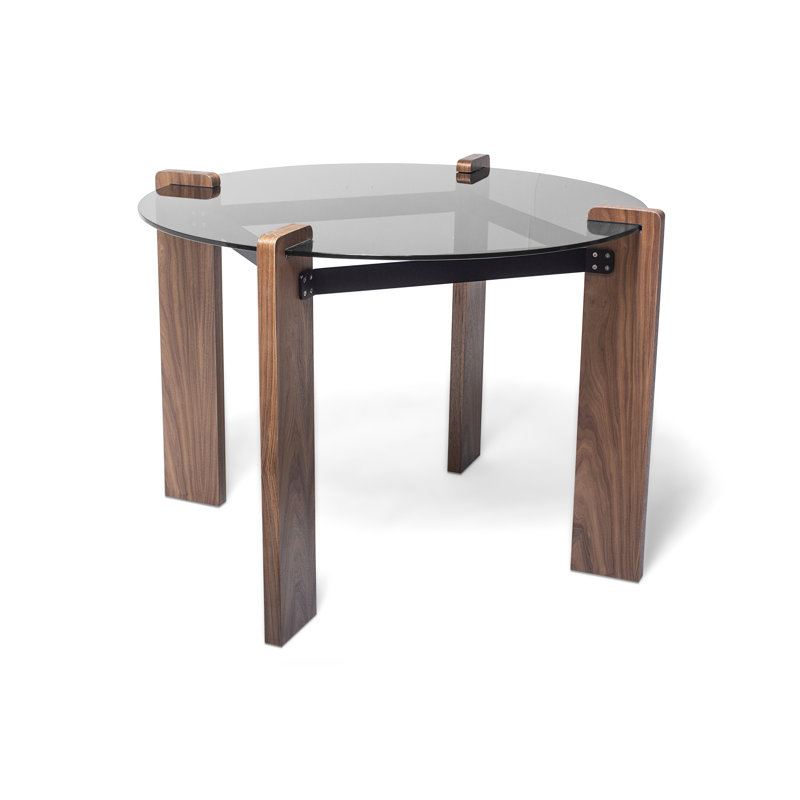 Davis Round with Steel Base Dining Table, Walnut