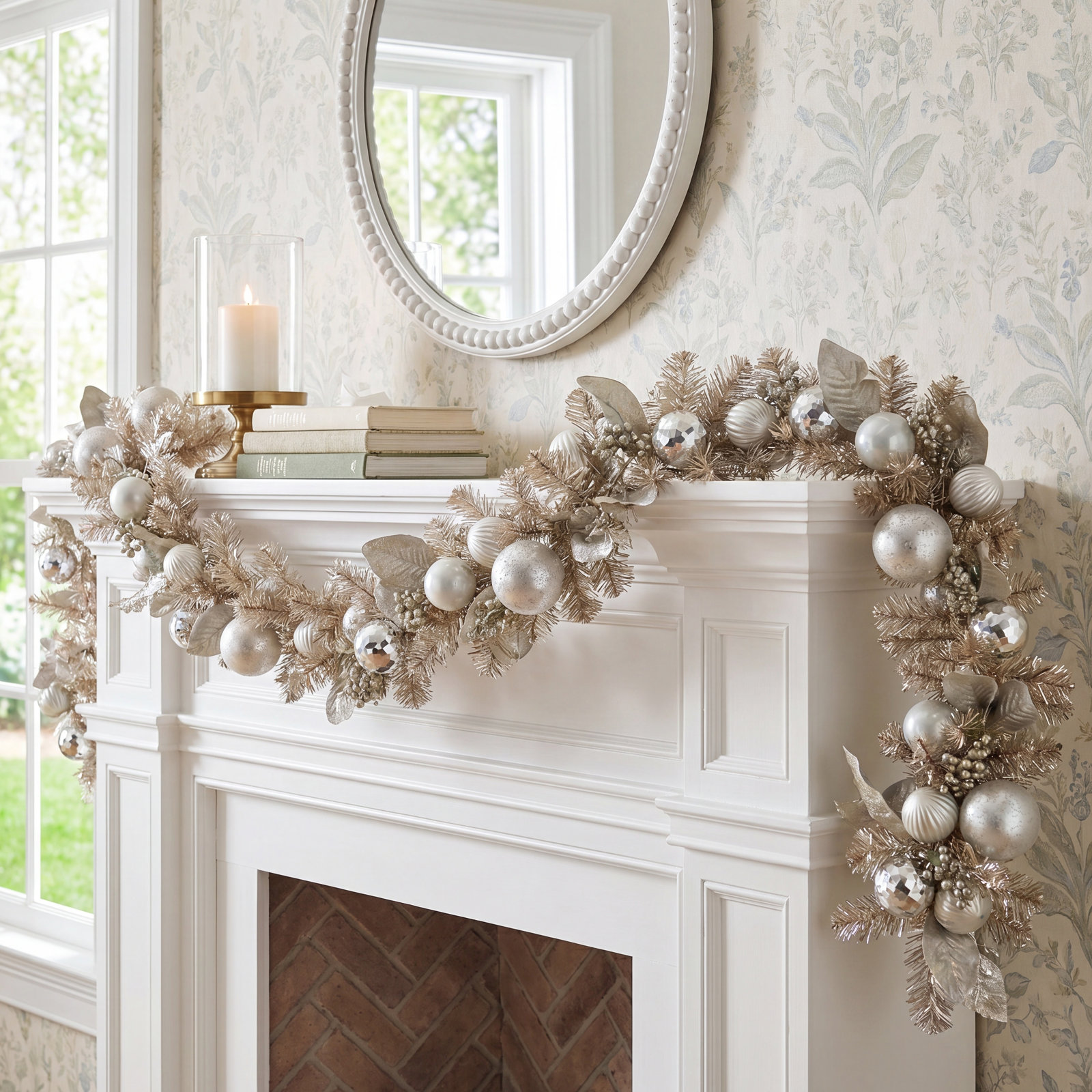 108" Pre-Lit Silver Christmas Garland
