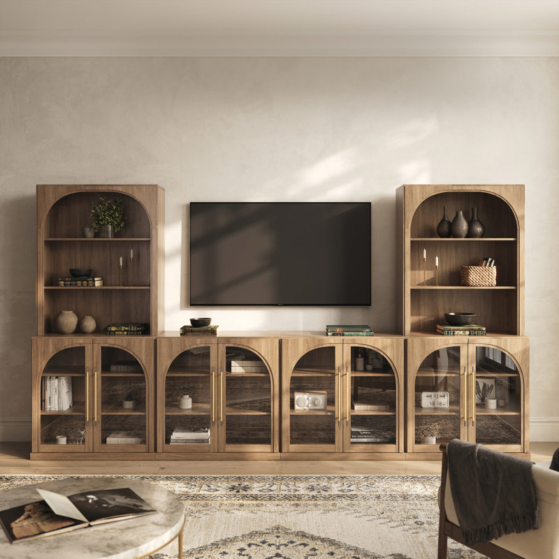 Modern 6-Piece Modular TV Stand Set Jagger Series 1A2F, Camel, Camel