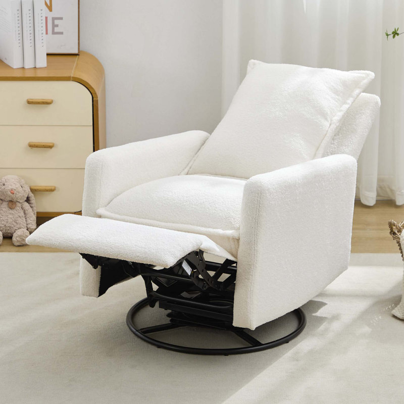 Swivel Rocker Recliner Chair,Glider Rocker Recliner,Rocking Chair Nursery For Living Room Bedroom Apartment, White
