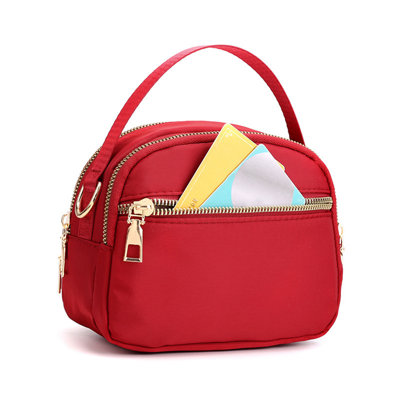 Backpack Body Bag Women Nylon, Ladies Purse Mini 3 Layer Zipper Shoulder Wallet Bag