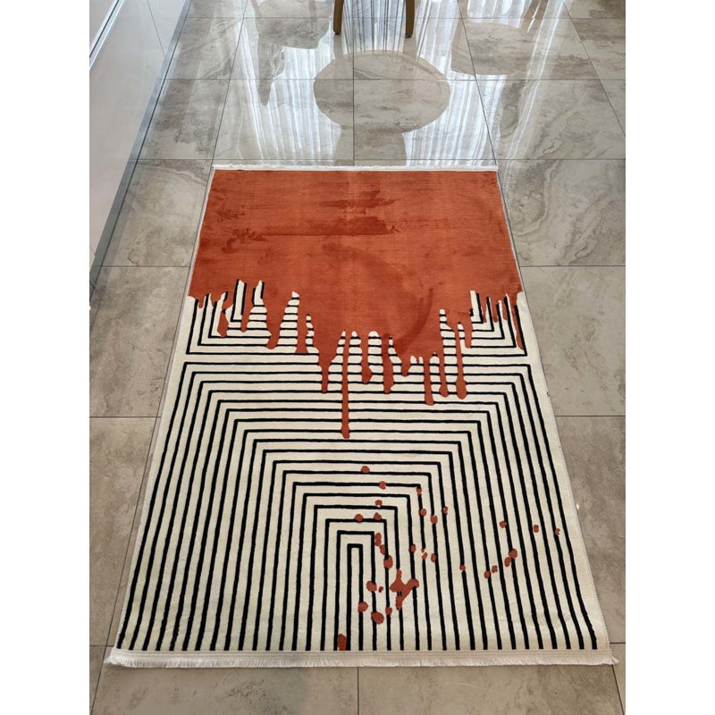 Tapis en coton avec envers antidérapant Lanney, Carré 2 pi 7 po