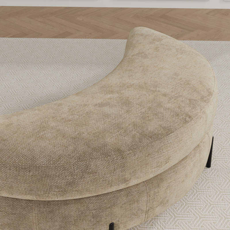 47.2" W Modern Half Moon-shaped Storage Ottoman With Metal Legs, Wheat