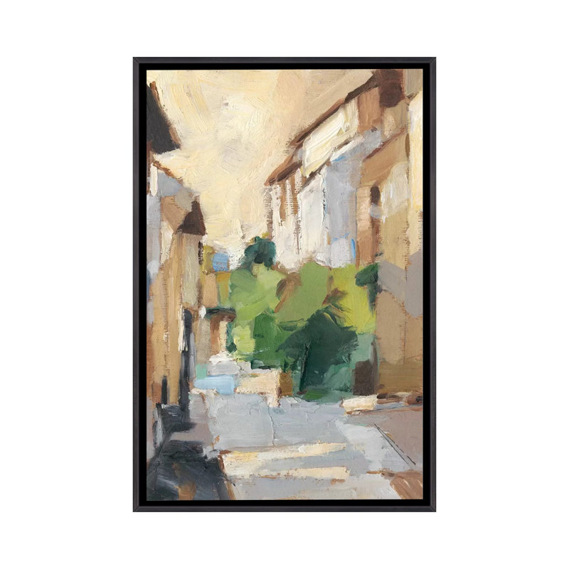 «Village Streets II» par Ethan Harper - reproduction d'art, Encadrement noir décoloré, H 26 po x l 18 po x P 1,5 po
