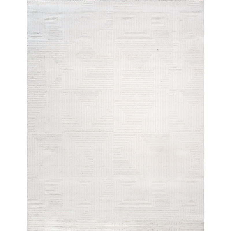 Sutton Ivory Stripe 4' x 6' Stain-Resistant Synthetic Rug