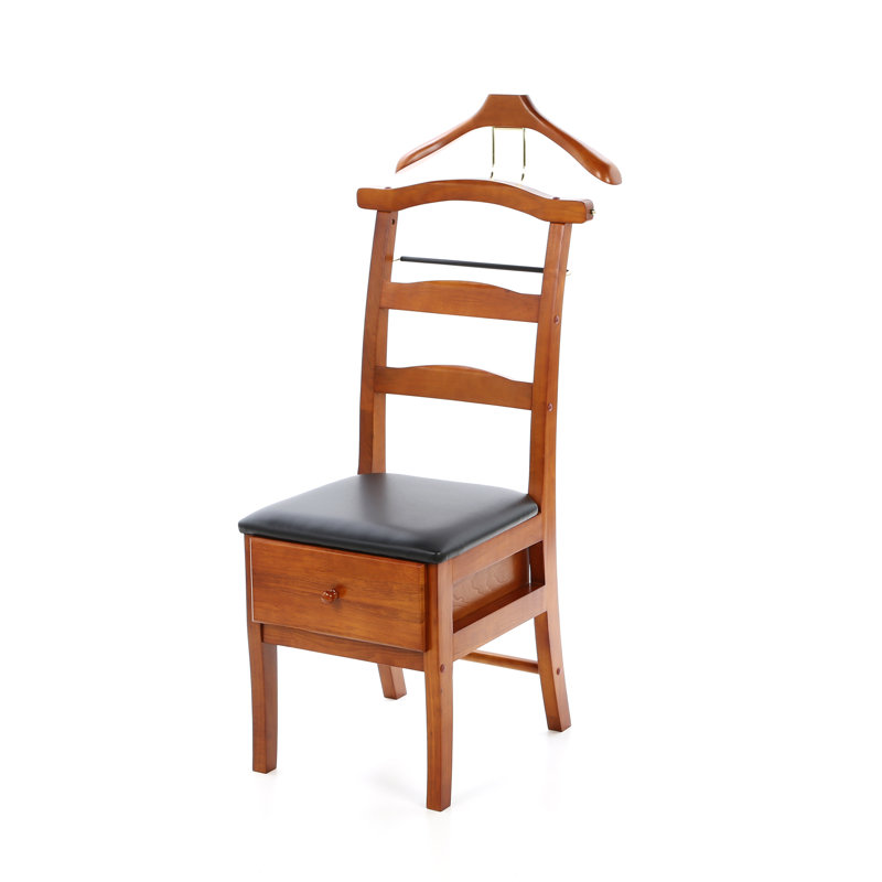Solid Wood Freestanding Valet Stand, Light Walnut