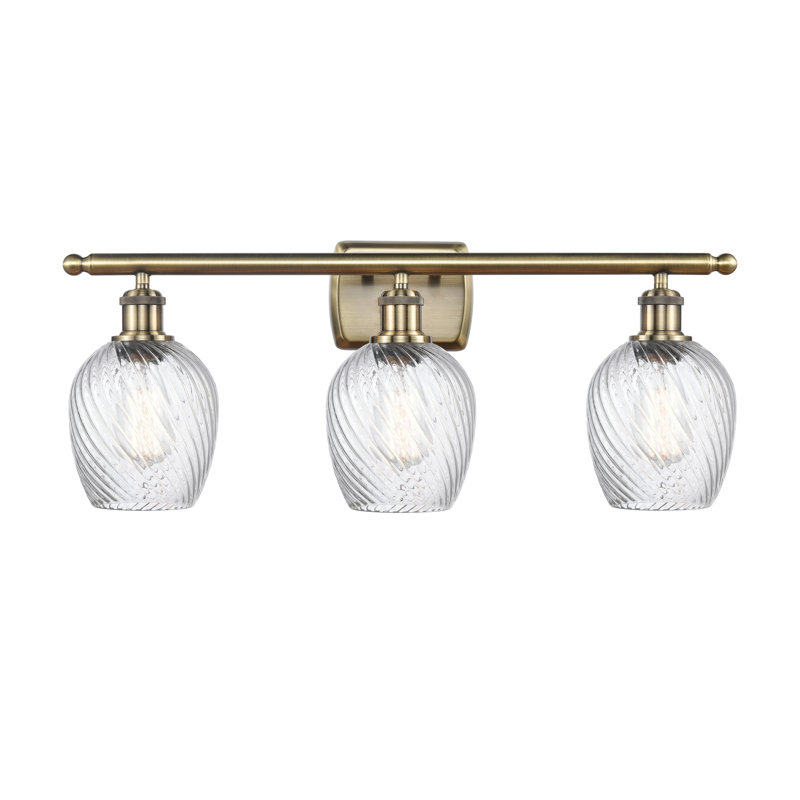 Éclairage pour meuble-lavabo 3 lumières à intensité réglable en laiton antique Wilmoth, DEL