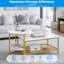 Ensemble de 2 tables basses et d'appoint avec rangement à 2 niveaux, blanc et or