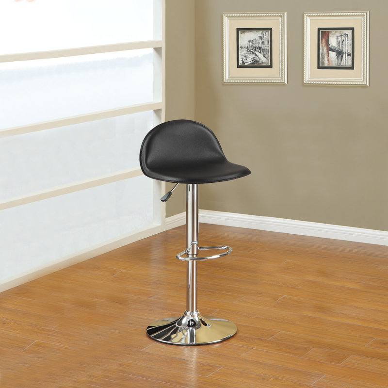 Tabourets de bar réglables en polyuréthane noir avec base chromée, confortables et élégants pour les cuisines et les bars modernes (ensemble de 2), tabourets de bar