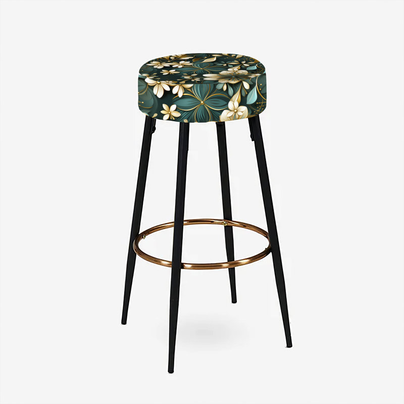 Ensemble de 2 tabourets de bar géométriques ornés de style victorien doré