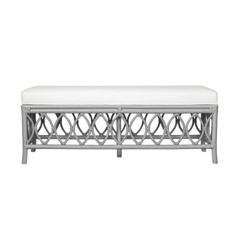 Lillian Rattan Geometric Bench, Light Gray