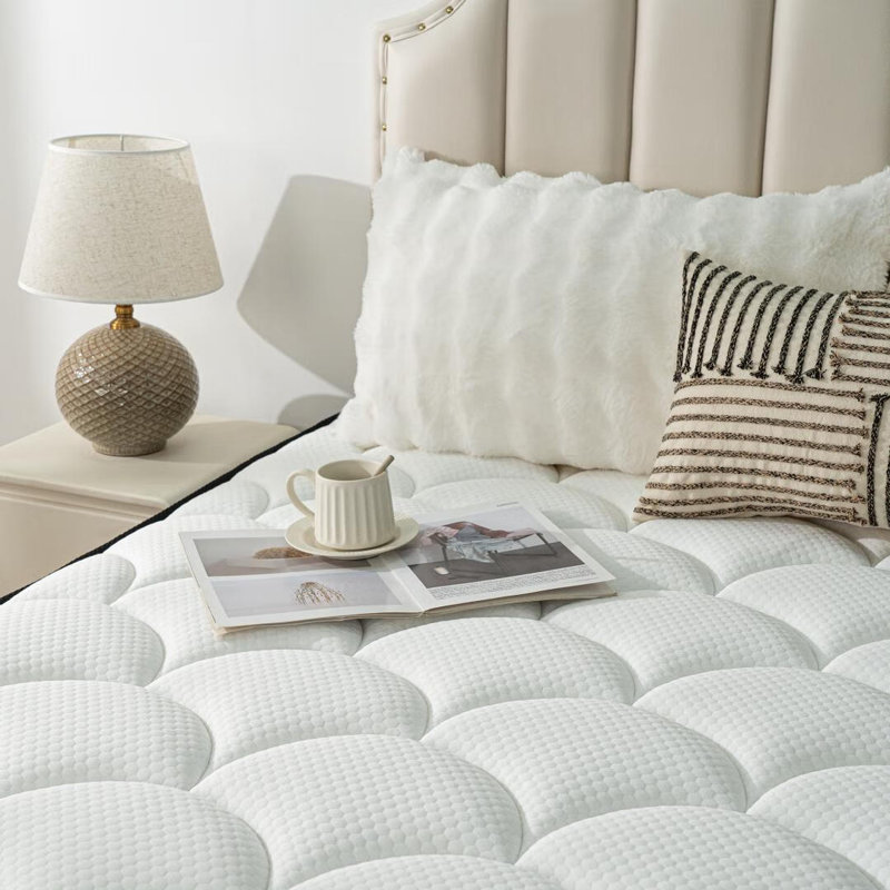Queen 14'' White and Blue Pillow Top Innerspring Mattress