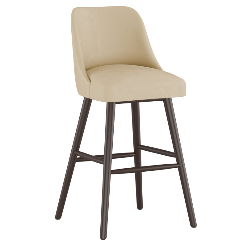 Tabouret Gallie, Tabouret de bar (siège d'une hauteur de 31 po), Espresso, Velours performance perle classique