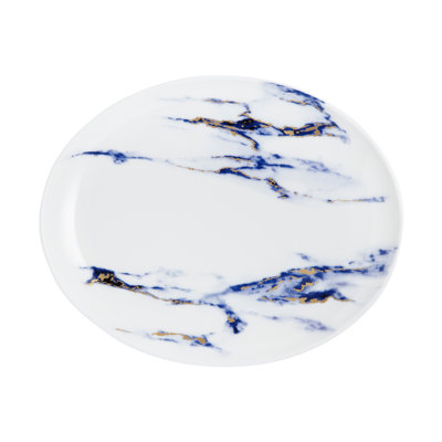Plateau de service en porcelaine azur