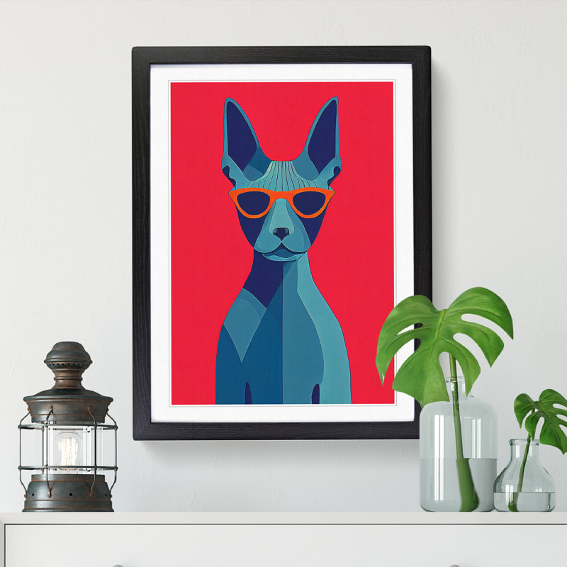 Sphynx Cat - Single Picture Frame Print, 46cm H x 34cm W x 2cm D, Walnut