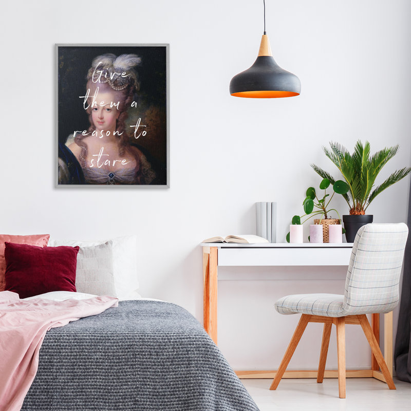 «Donnez-leur une raison de fixer la giclée», design par Tina LeCour, H 20 po x l 16 po, Giclée de ferme grise encadrée