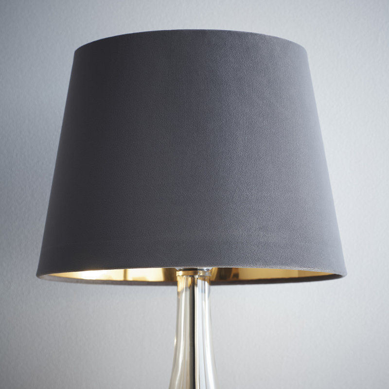 Velvet Empire Lamp Shade ( Uno ), 22cm H x 30cm W x 30cm D, Grey