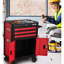Coffre à outils à roulettes 28 po à 3 tiroirs en noir et rouge, avec roulettes verrouillables pour l'organisation de l'atelier sur roulettes, avec système de doublures pour le garage