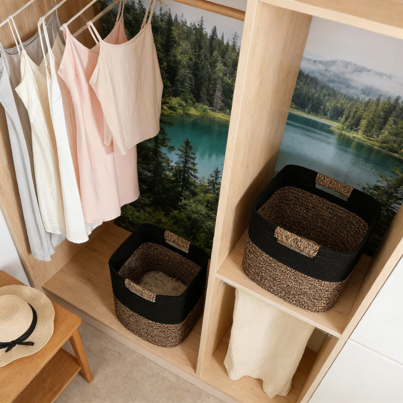 3-Pack Cube Storage Bins, 13 Inch Woven Storage Baskets With Handles For Organizing Shelves, Closets, Nursery, Bathroom, And Living Room
