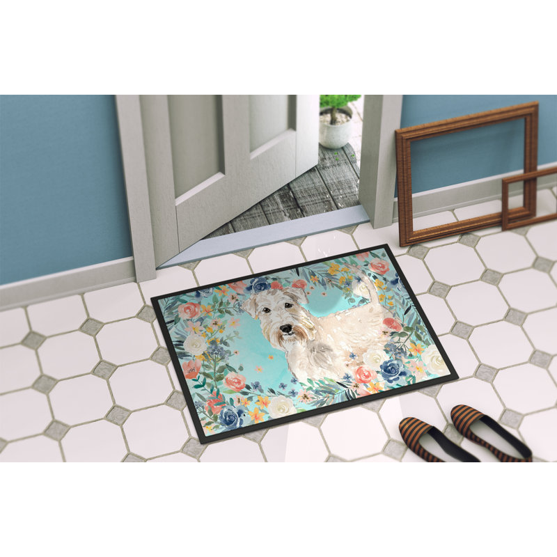 Wimer Non-Slip Floral Outdoor Doormat, Wheaten Terrier