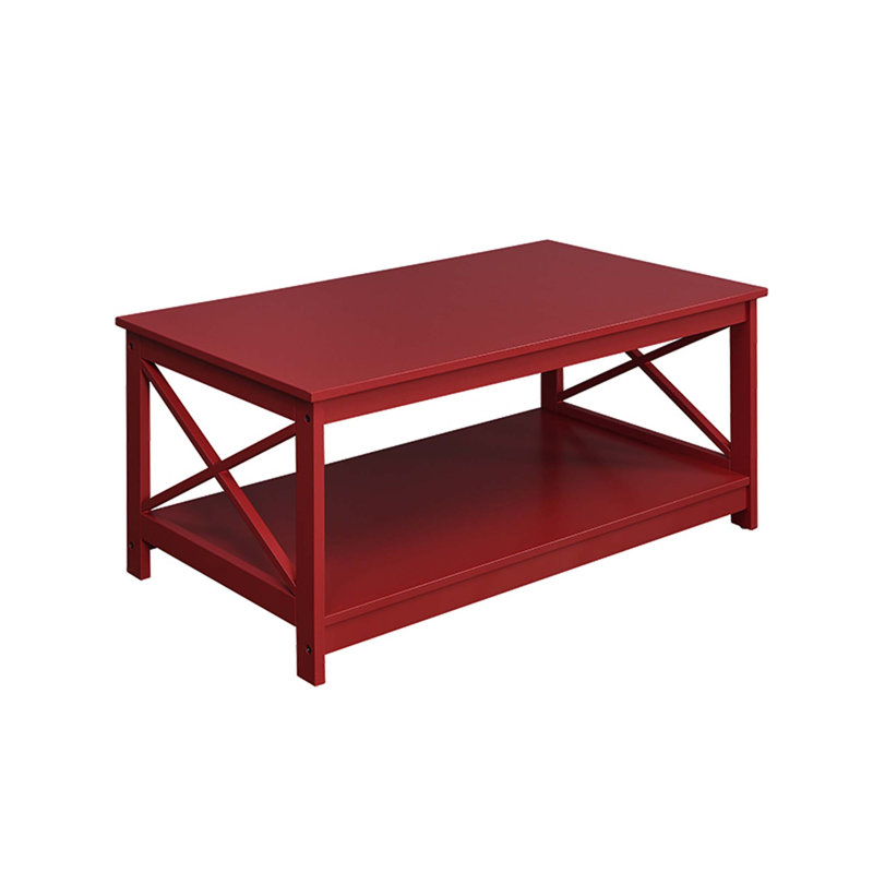 Table basse à 4 pieds avec rangement Darek, Rouge canneberge