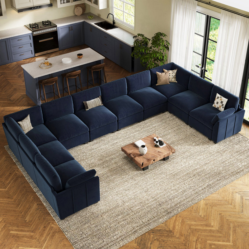 Canapé modulaire Knaack, Velours bleu
