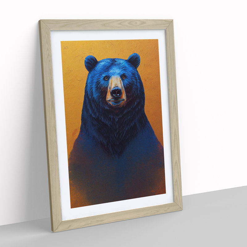Stupendous Bear - Single Picture Frame Painting, 64cm H x 46cm W x 2cm D, Oak Framed