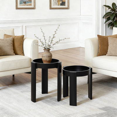 Ensemble de 2 tables d'appoint gigognes noires