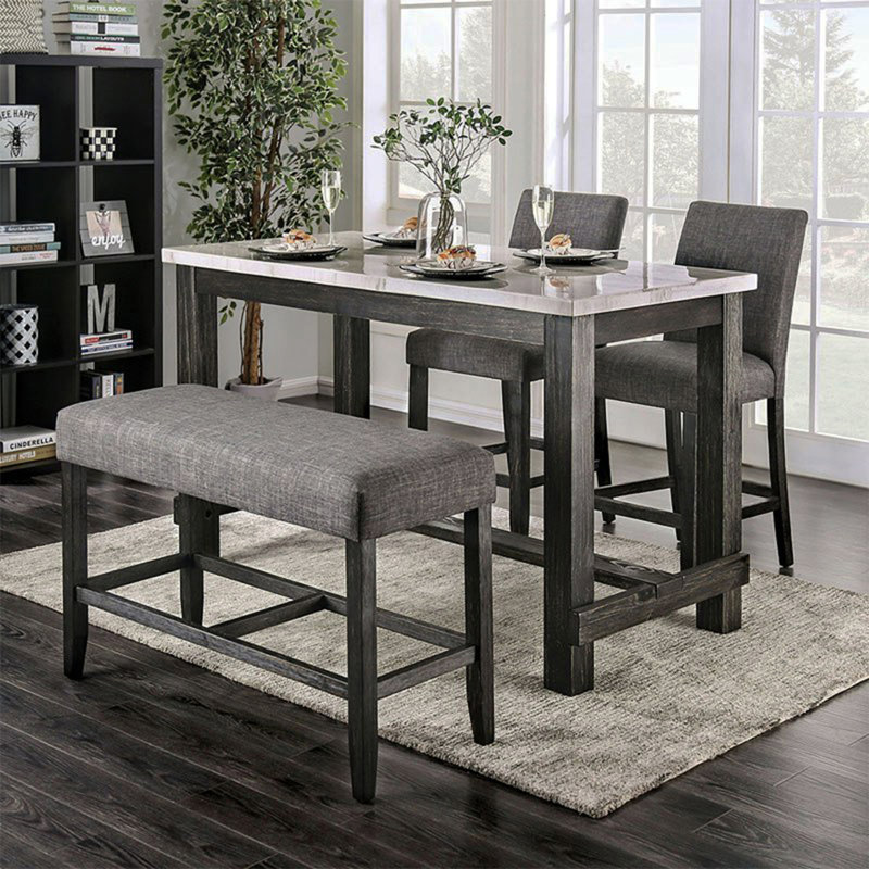Ensemble de 2 chaises grises rembourrées en tissu de style contemporain