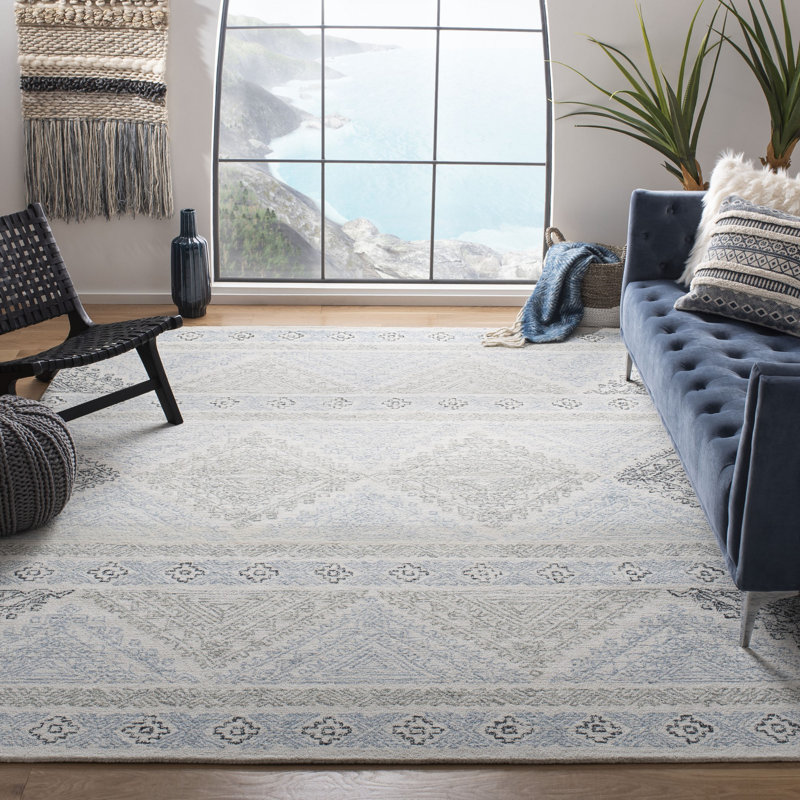 Tapis en laine et coton touffeté à la main Garduno, Rectangle 9 pi x 12 pi
