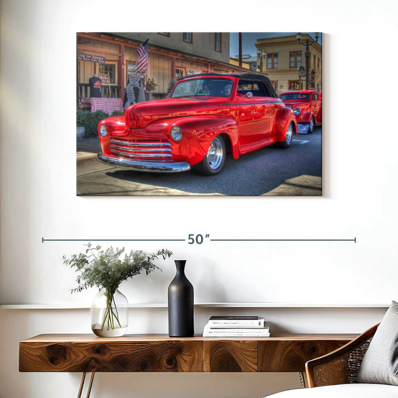 Voiture rouge classique Mehar USA avec toit, H 26 po x l 39 po