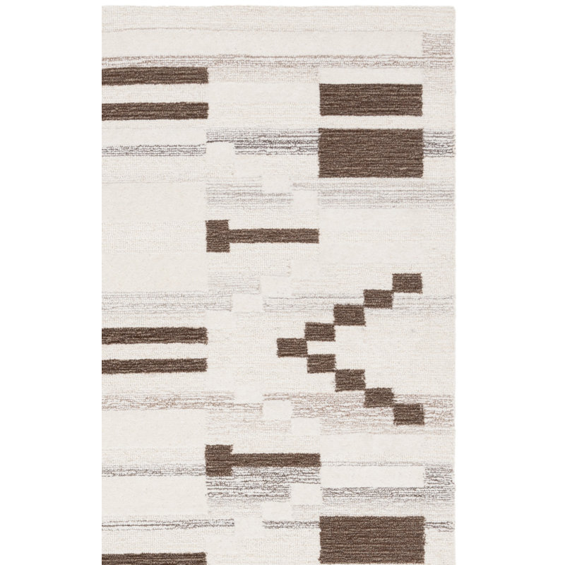 Cherly Ebony Hand Tufted Wool Cotton Southwestern Rug in Brown/Ivory, Runner 2'3" x 9'