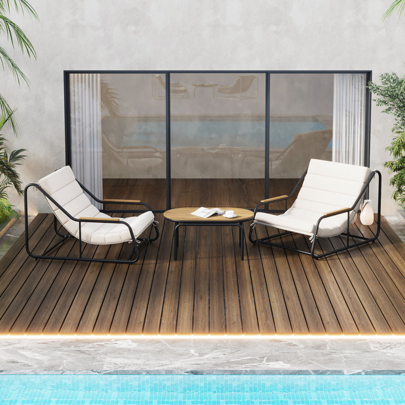 3-Piece Premium Chaise Set, Black