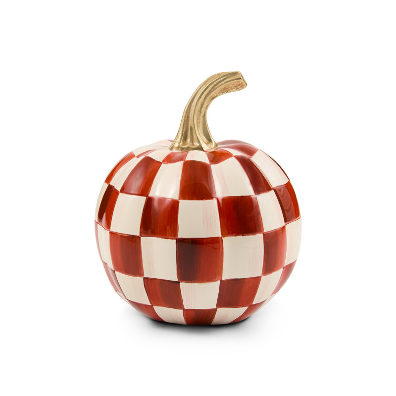 Paprika Check Pumpkin, 6" H x 4.5" W x 4.5" D
