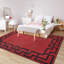 Lexi Red Geometric Border Area Rug - Vibrant Rug with Bold Black Frame-395272285