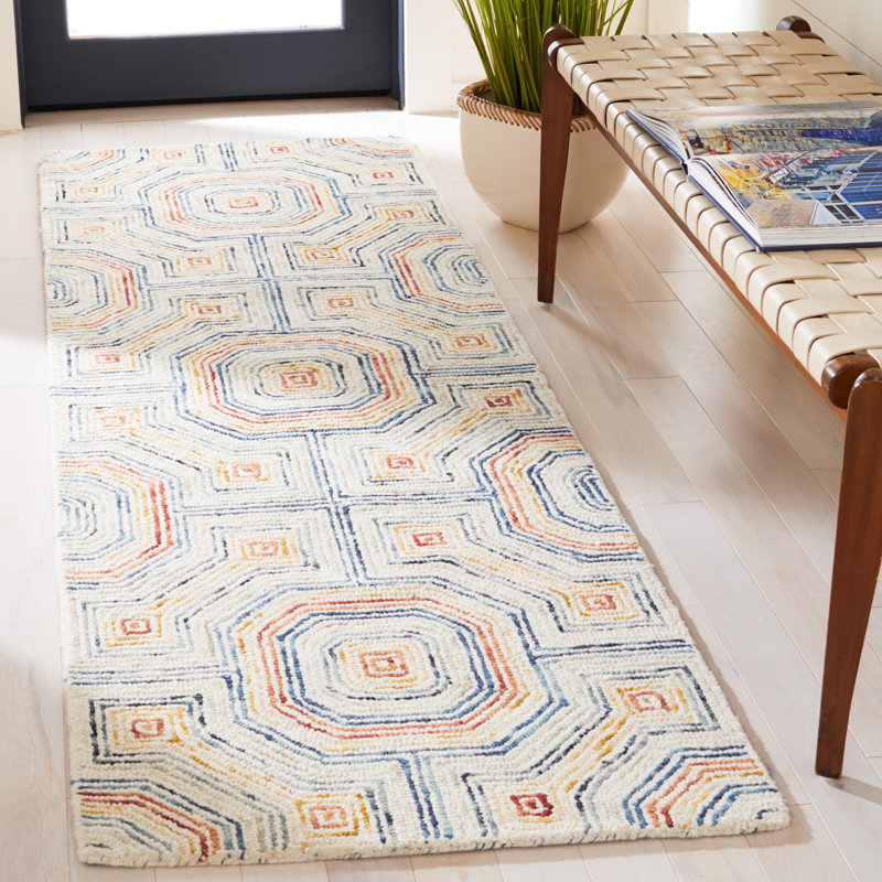 Deyoung Hand Tufted Wool Geometric Rug, Runner 2'3" x 7'