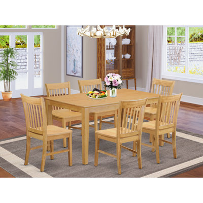 7 Piece Dining Table Set Consist of a Rectangle Kitchen Table and 6 Dining Room Chairs, 36x60 Inch, Oak