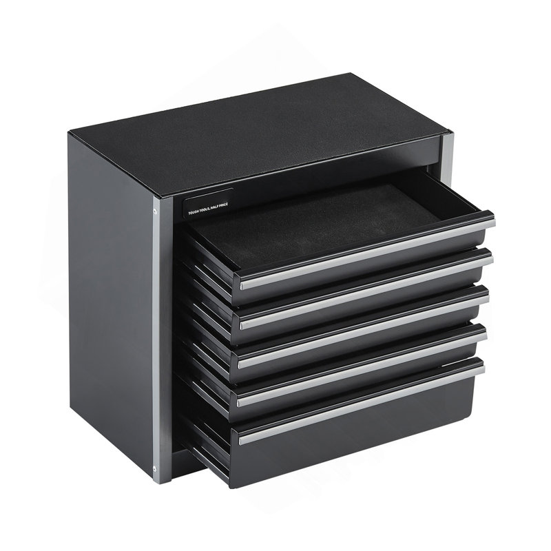 Tool Box 8.6-Inch Portable Metal Tool Box With 5 Drawers Tool Organizer Black, Black