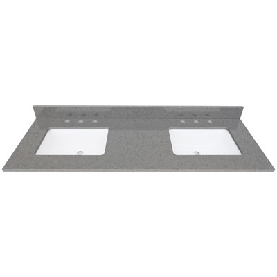 61 po Comptoir en quartz mat avec deux éviers rectangulaires Lotte Radianz Contrail