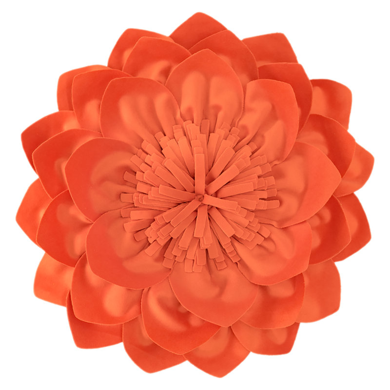Coussin décoratif décoratif avec coussin décoratif fait à la main fleur 3D avec insert pour décoration intérieure, Orange