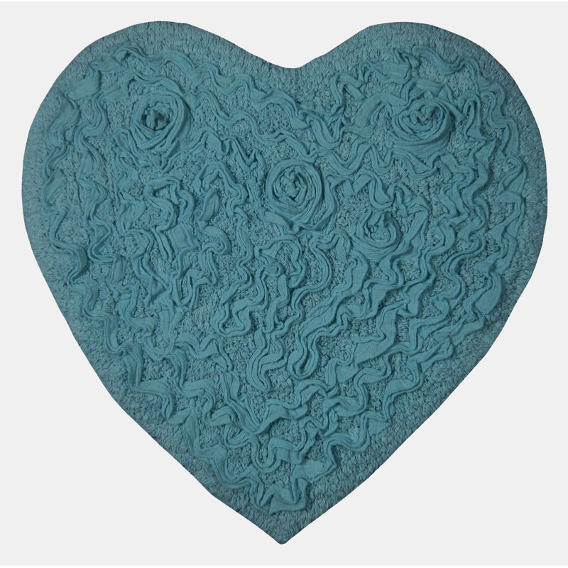 Schoenberger Heart Shape Bath Rug 25"x25", Blue