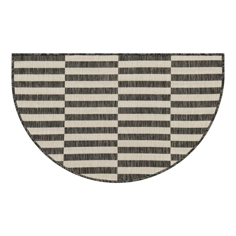 Finkelstein Striped Charcoal/Ivory Indoor / Outdoor Area Rug, Hearth 2'2" x 3'7"