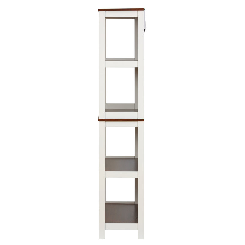 Cherry and White Tall 4-Shelf Wood Bookcase