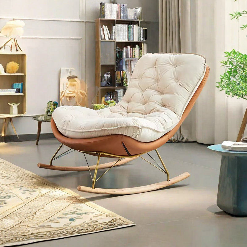 Chaise berçante légère de luxe, Orange/beige