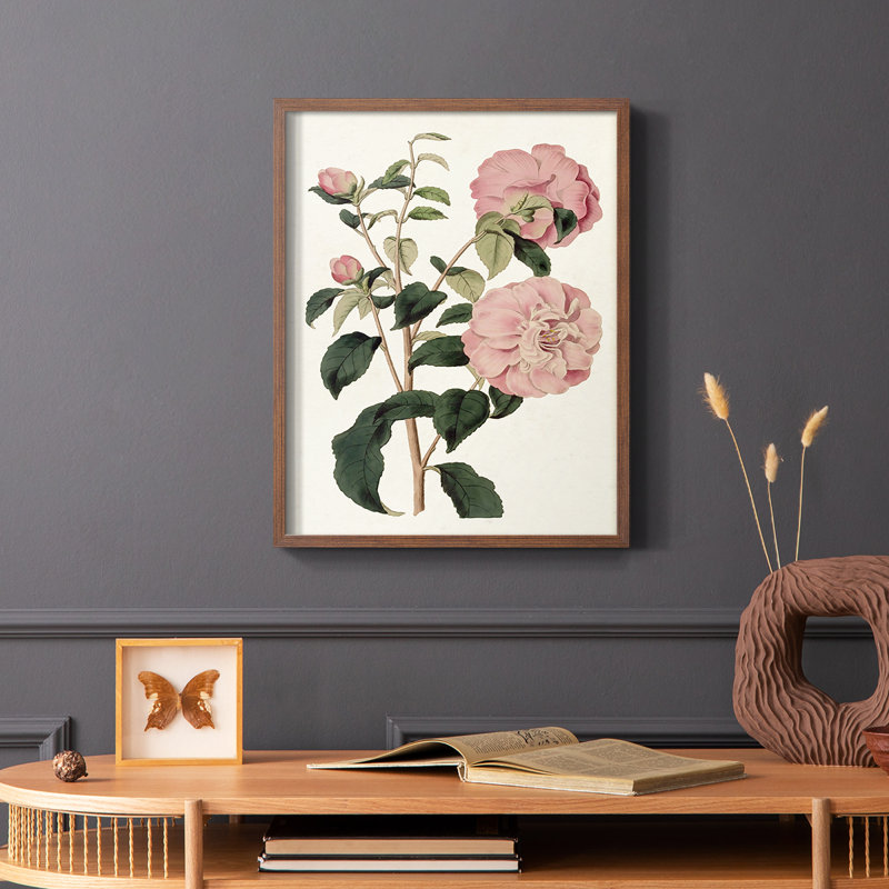 «Pink Floral Mix IV», reproduction encadrée - bois massif, Brun, H 20 po x l 16 po