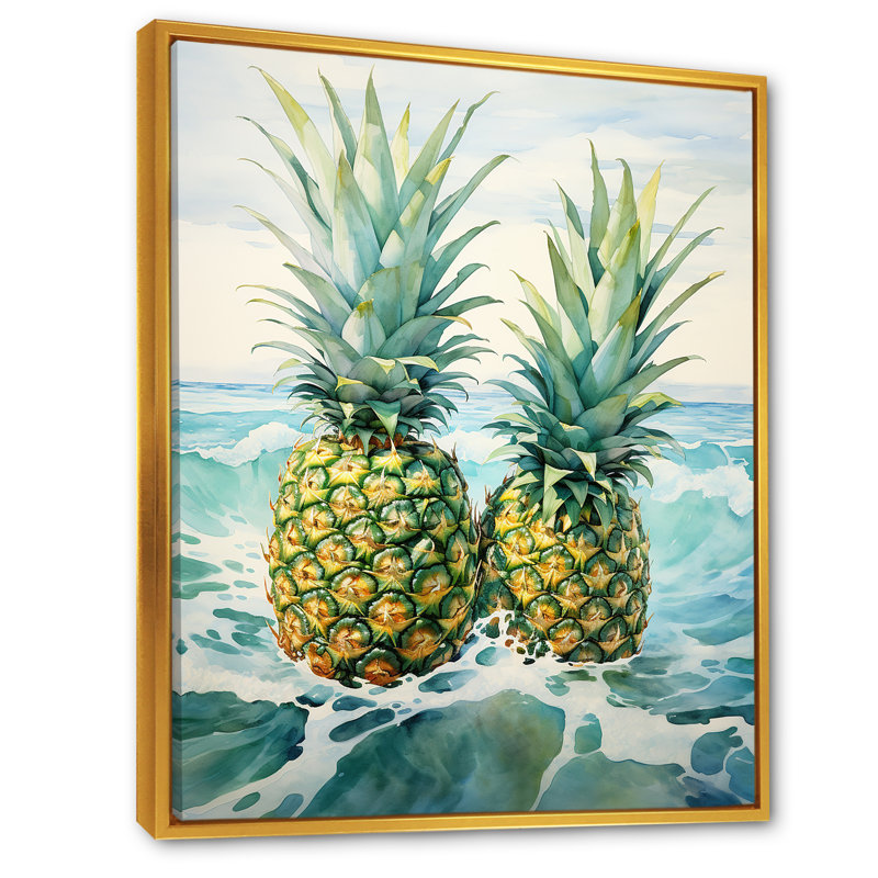 Juice Pineapple Bliss III sur impression sur toile, Cadre flottant doré, H 20 po x l 12 po x P 1 po